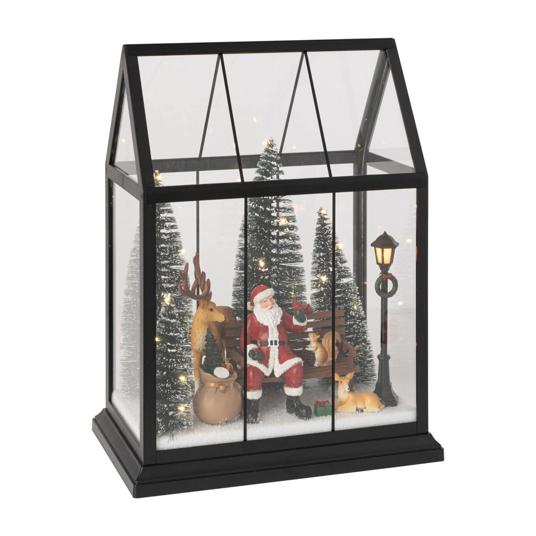 Santa Claus LED with Animals Glass Multicolor Medium J-Line