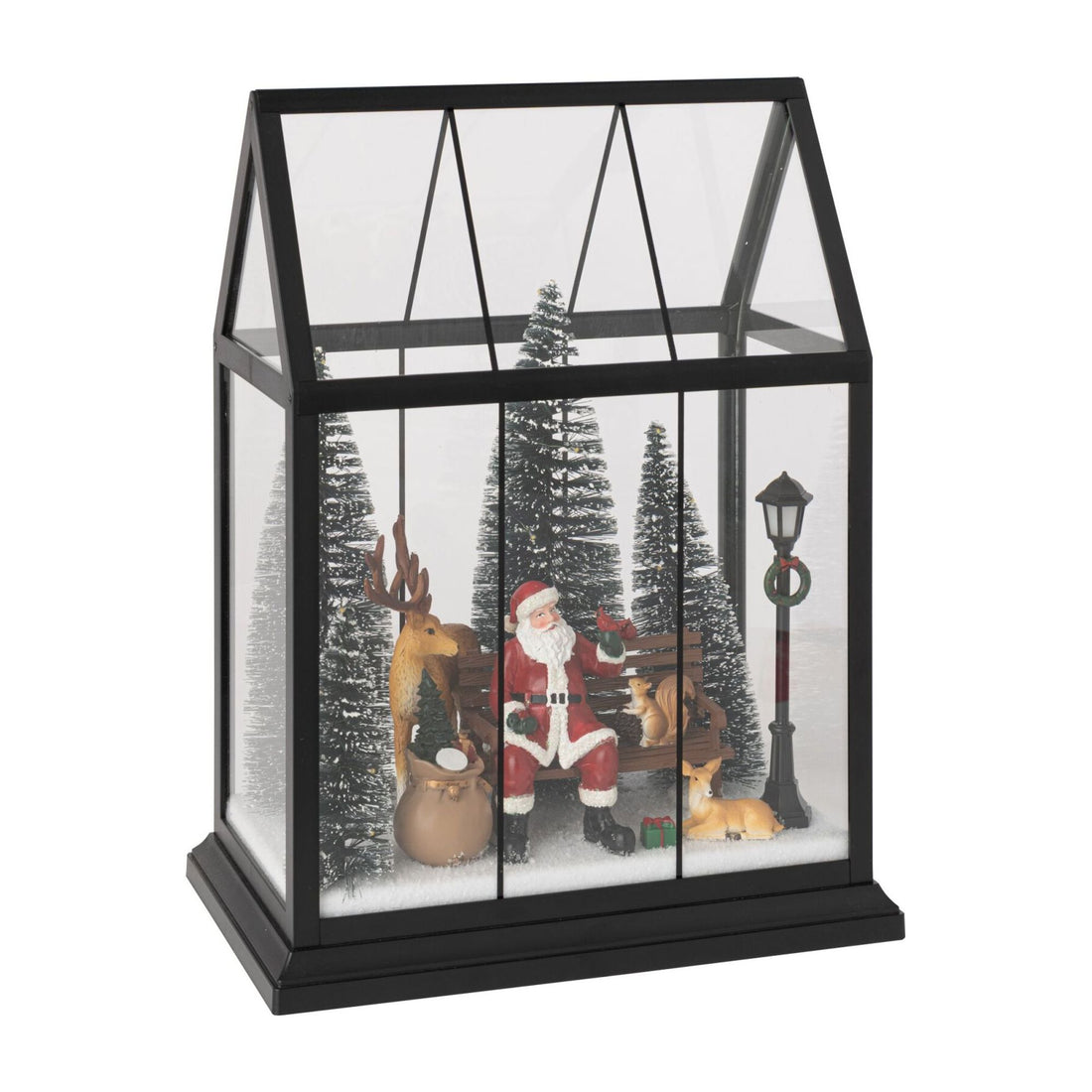 Santa Claus LED with Animals Glass Multicolor Medium J-Line