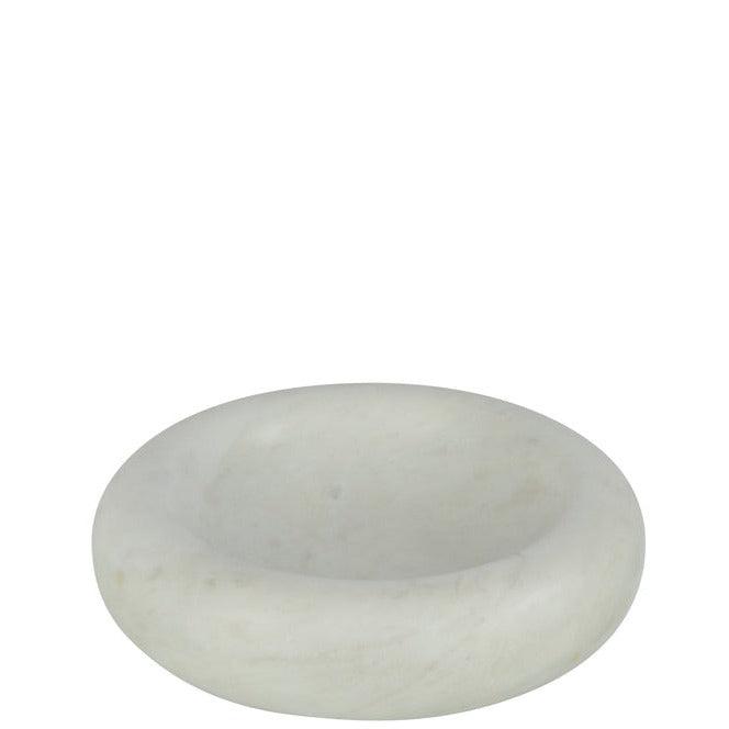 Kom Rond Laag Marmer Wit Small - Schaal - J-Line - livinglovely.nl
