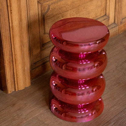 Stool Shiny Round Metal Fluorescent Pink J-Line