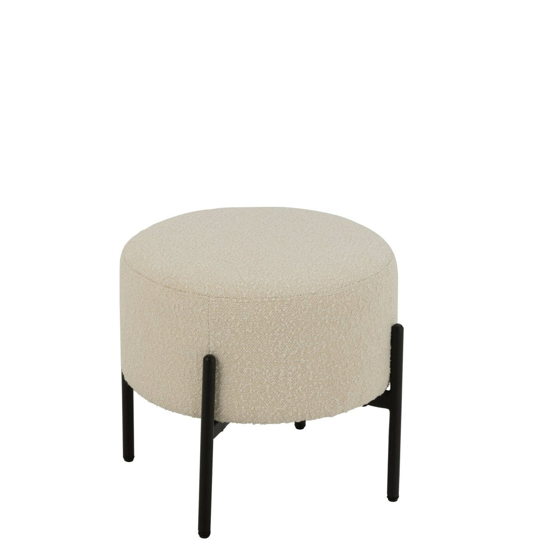 Stool Boucle Plywood/Polyester White/Black J-Line