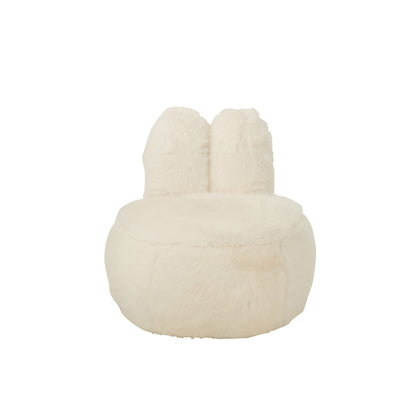 Stool Fur With Bunny Ears Wood White J-Line