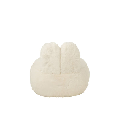 Stool Fur With Bunny Ears Wood White J-Line