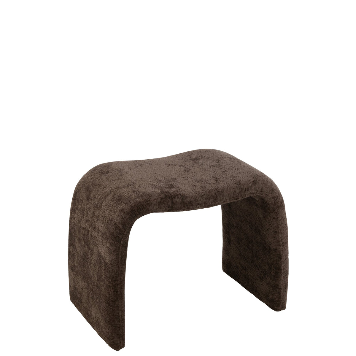 Stool N Shape Fabric Dark Brown J-Line