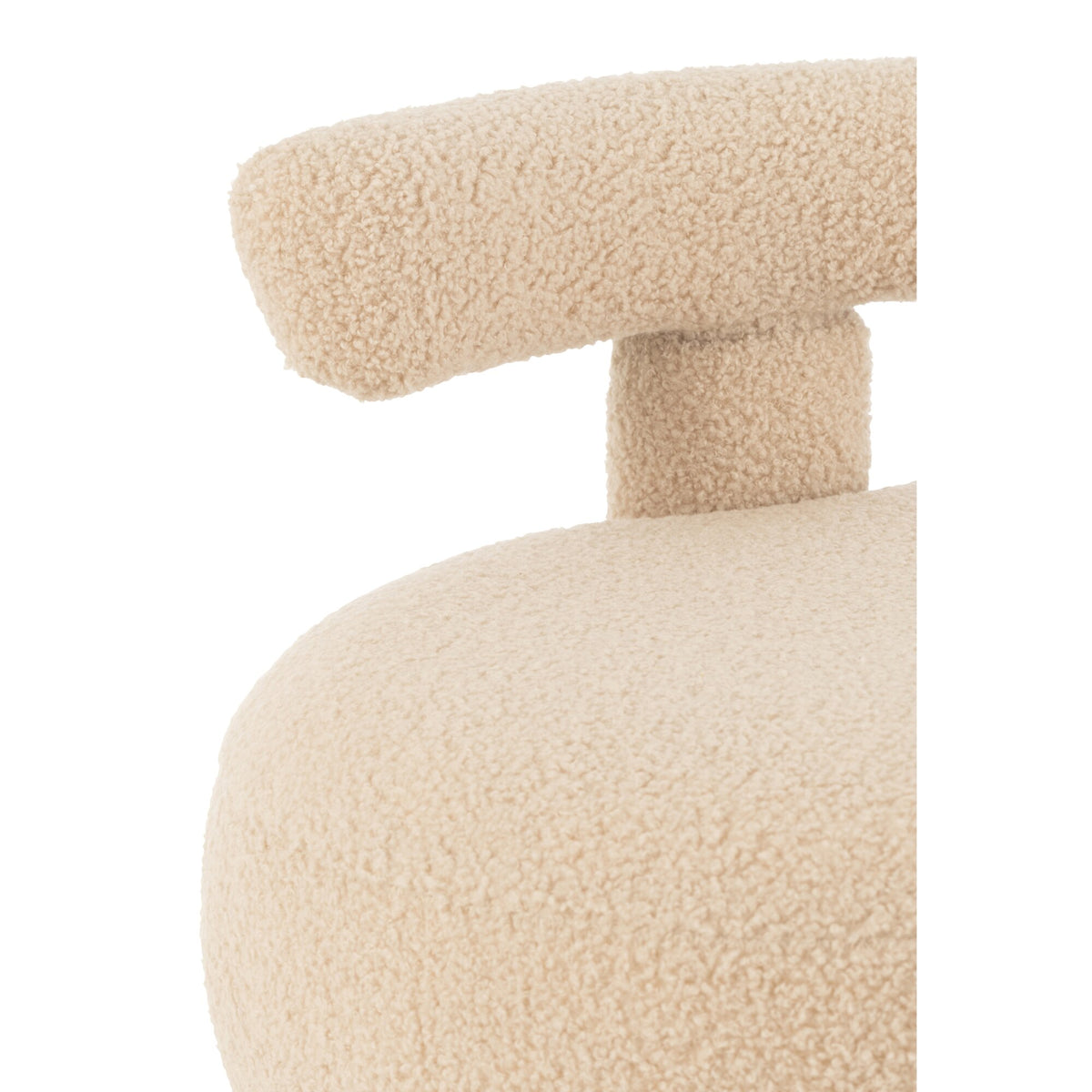 Round Stool With Backrest Bouclé Warm Beige J-Line