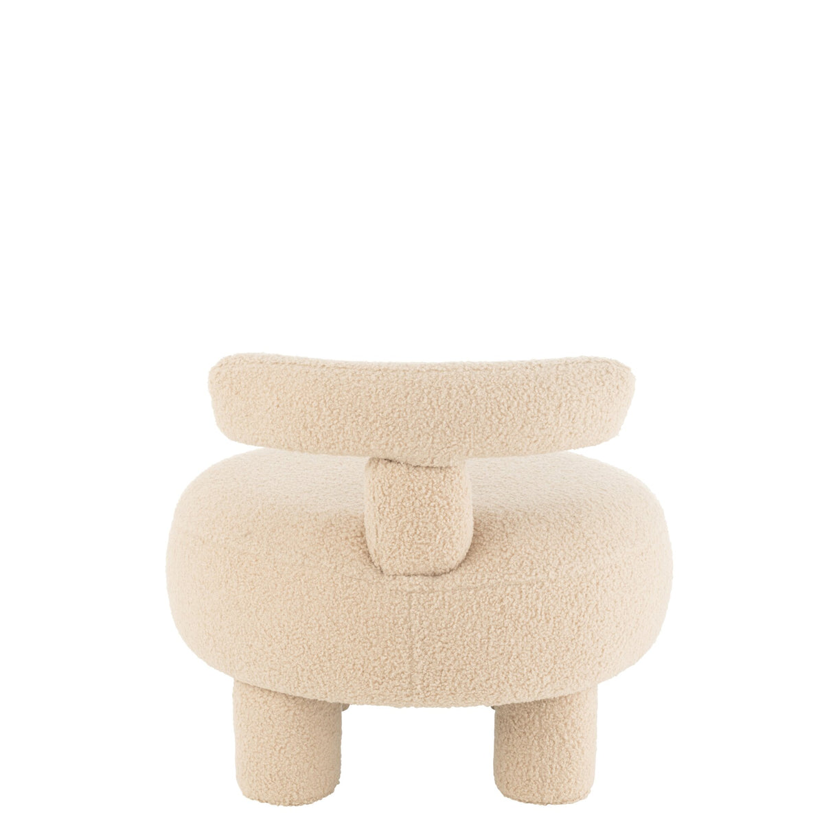 Round Stool With Backrest Bouclé Warm Beige J-Line
