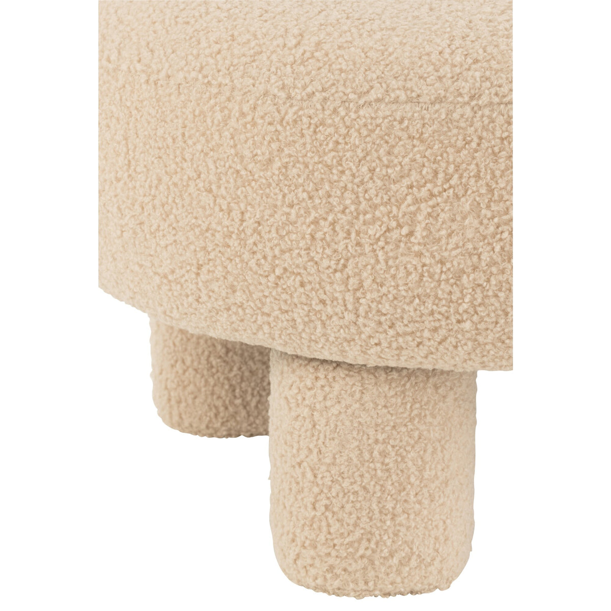 Round Stool With Backrest Bouclé Warm Beige J-Line
