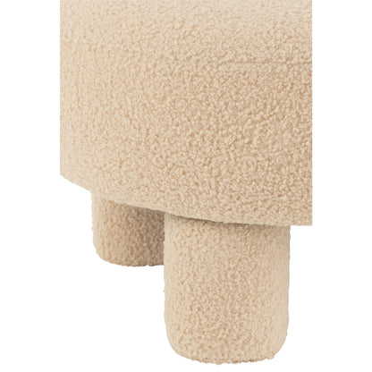 Round Stool With Backrest Bouclé Warm Beige J-Line