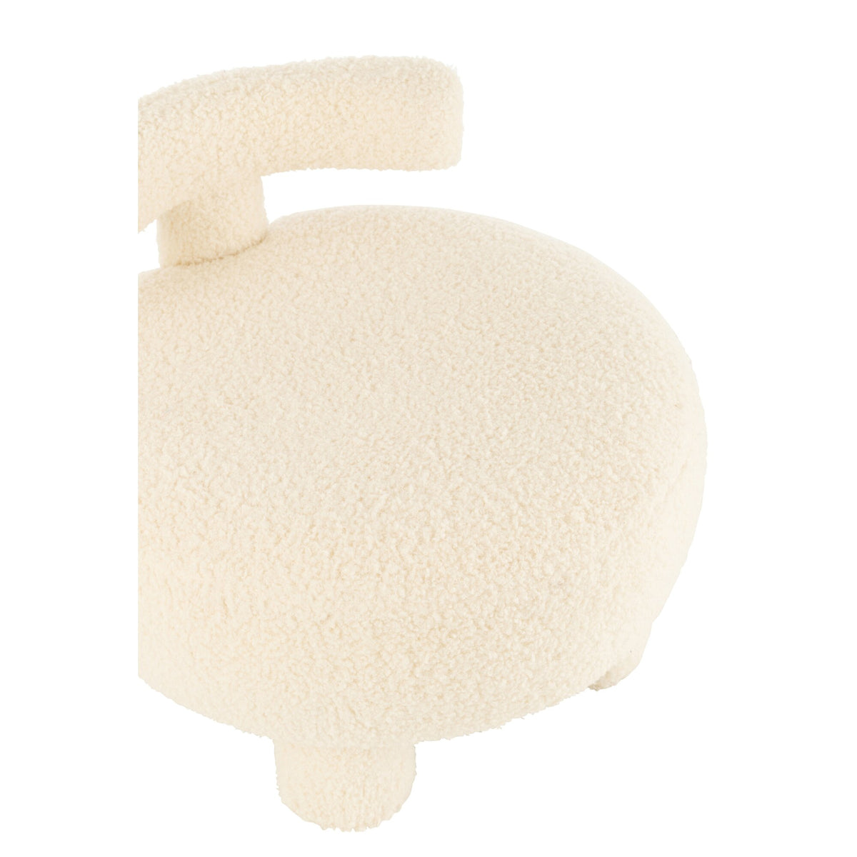 Round Stool With Backrest Bouclé White J-Line