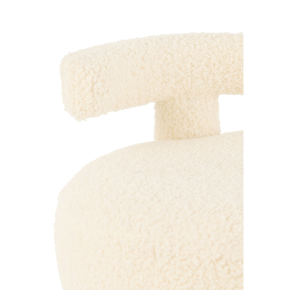 Round Stool With Backrest Bouclé White J-Line