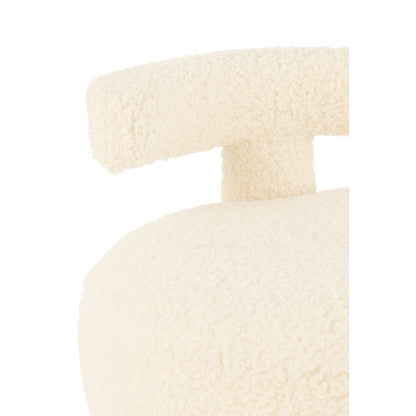 Round Stool With Backrest Bouclé White J-Line