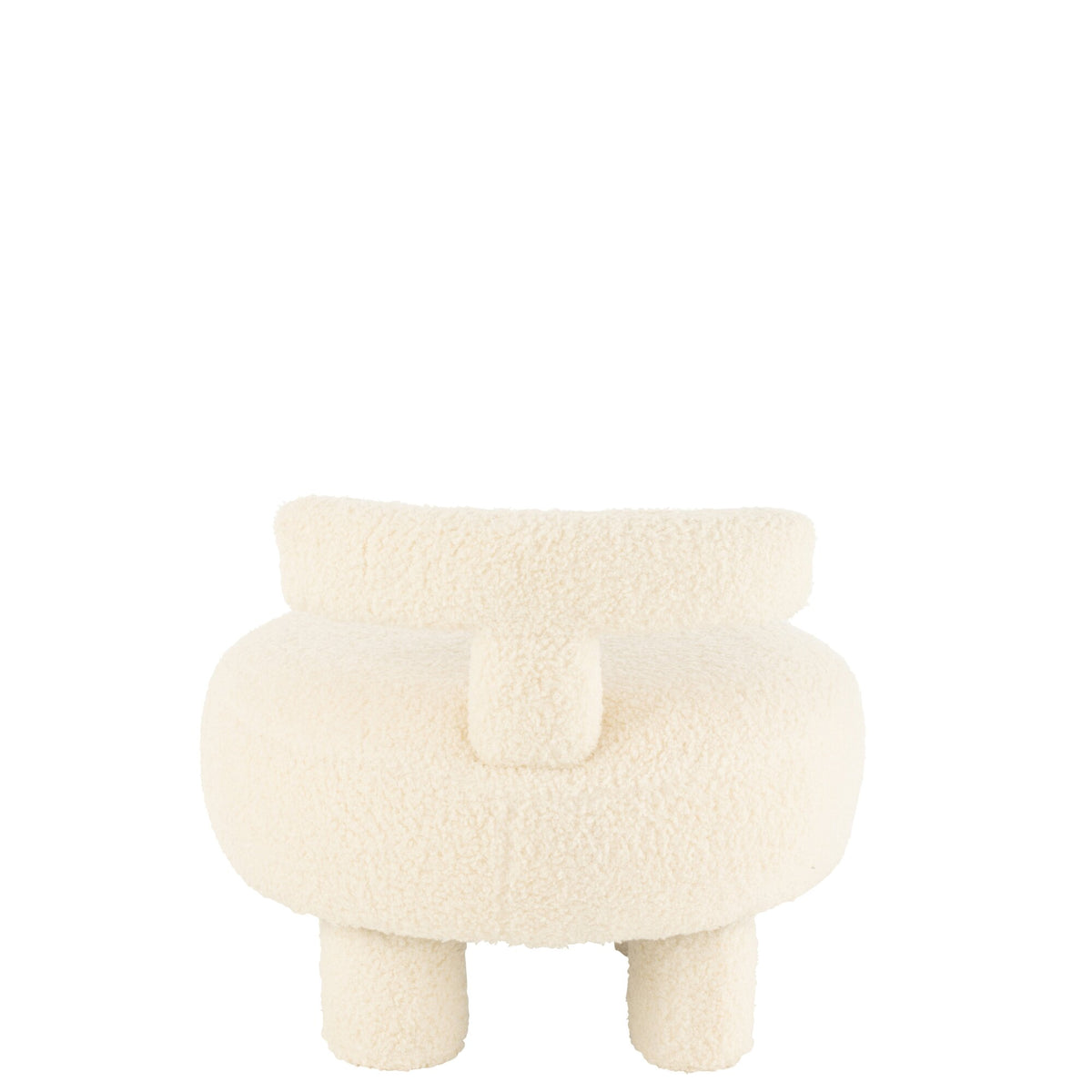 Round Stool With Backrest Bouclé White J-Line