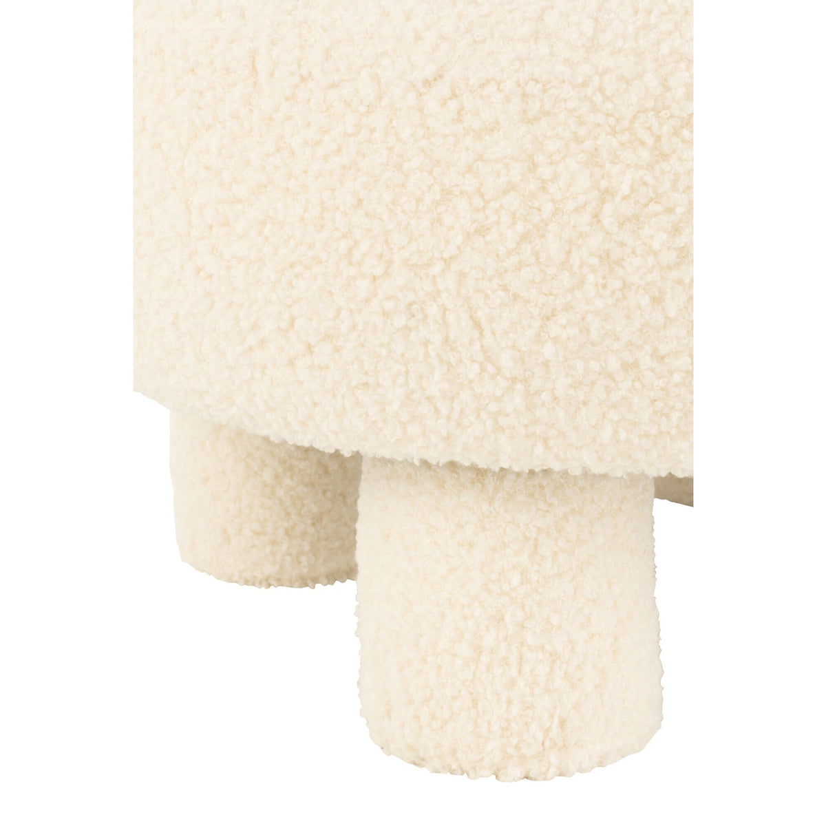 Round Stool With Backrest Bouclé White J-Line