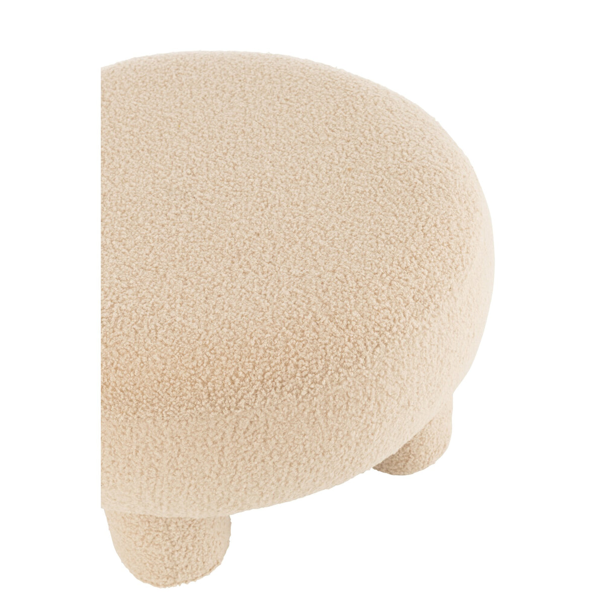 Round Teddy Stool with Legs, Bouclé, Warm Beige, J-Line