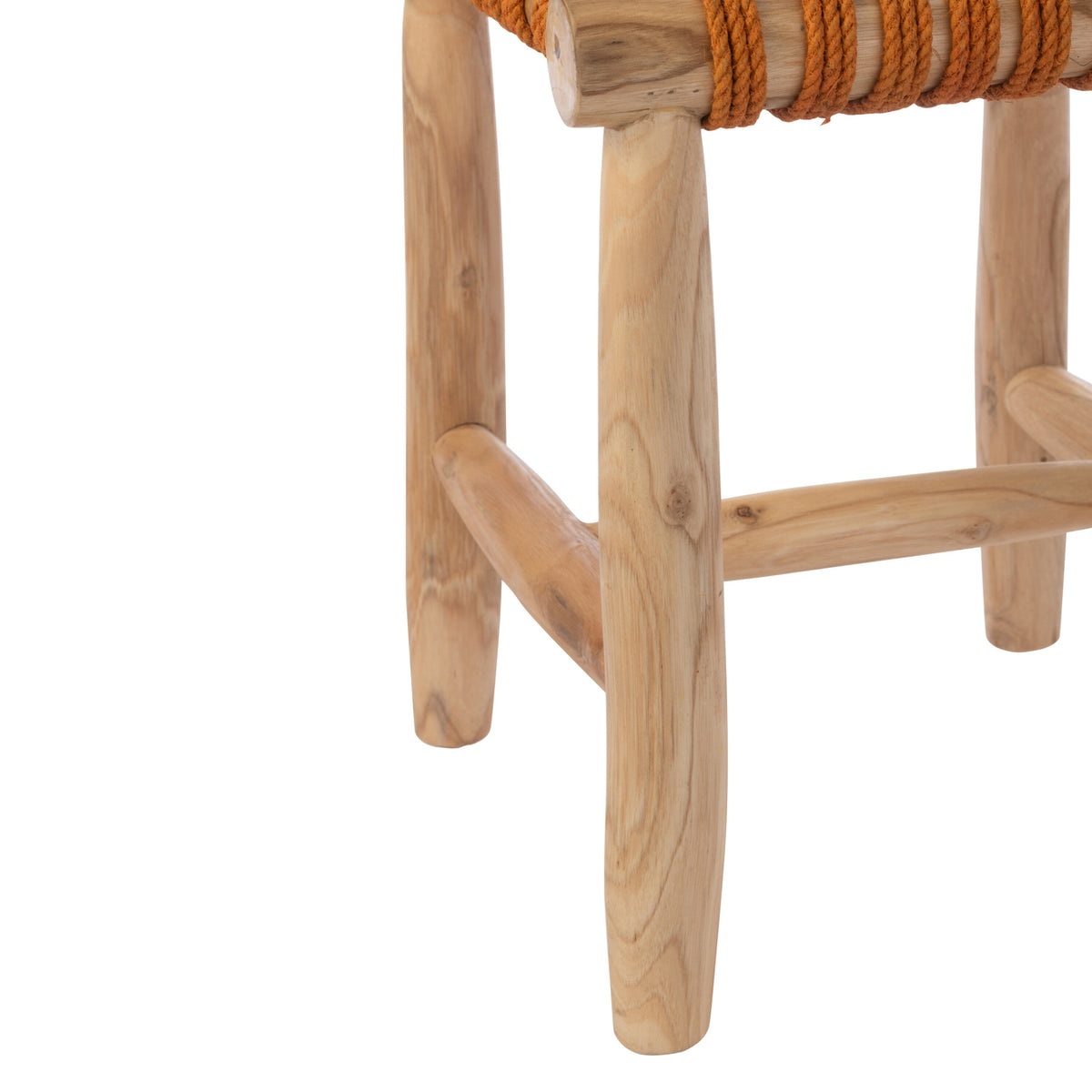 Stool Teak Wood Orange J-Line