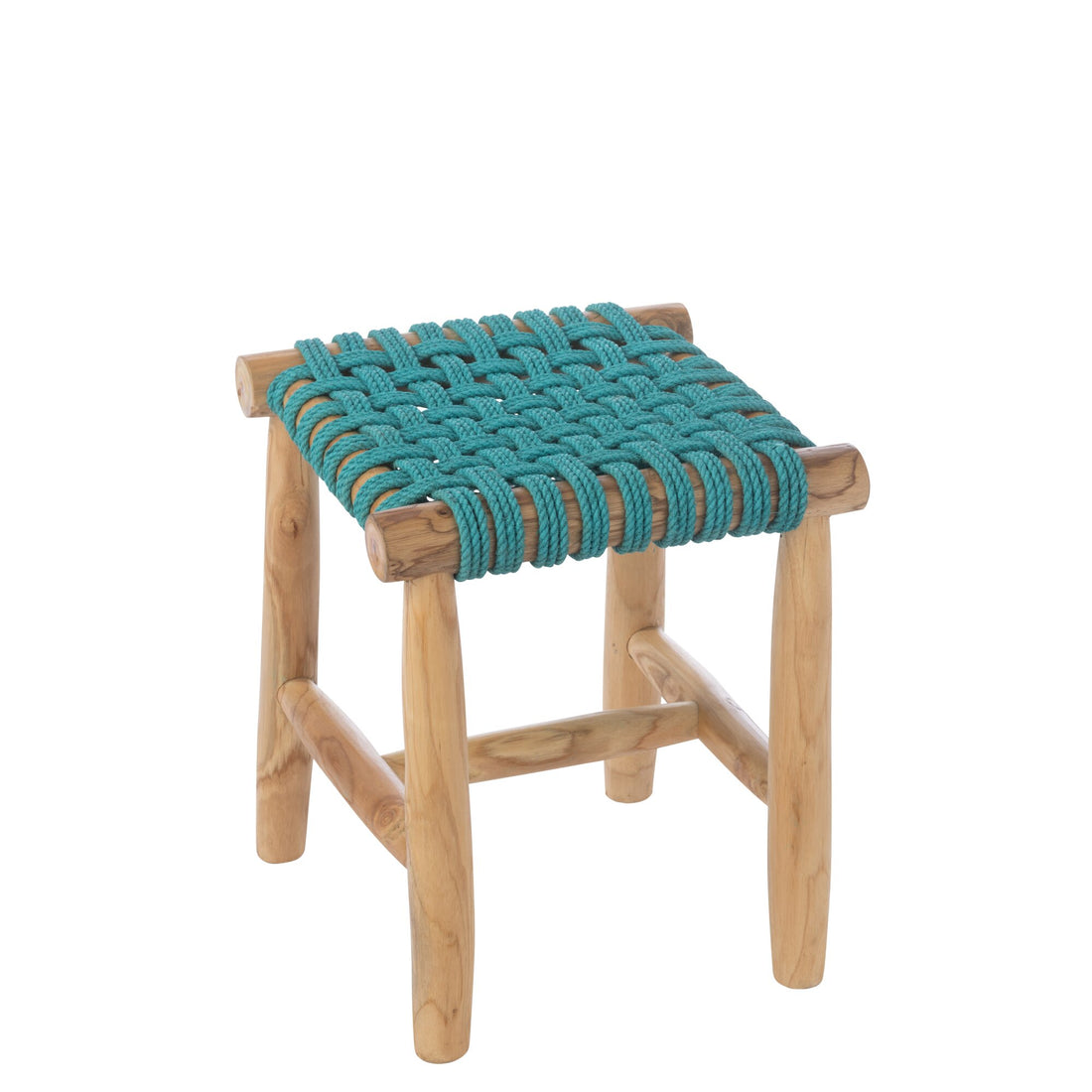 Teak Wood Stool Turquoise J-Line