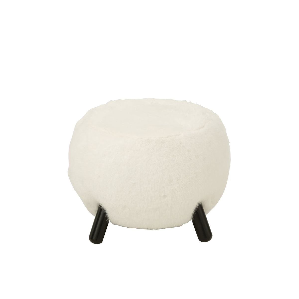 White Stool with Wooden Legs and Soft Fur Look J-Line