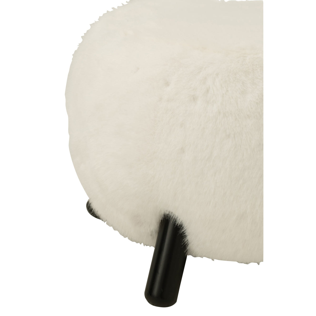 White Stool with Wooden Legs and Soft Fur Look J-Line