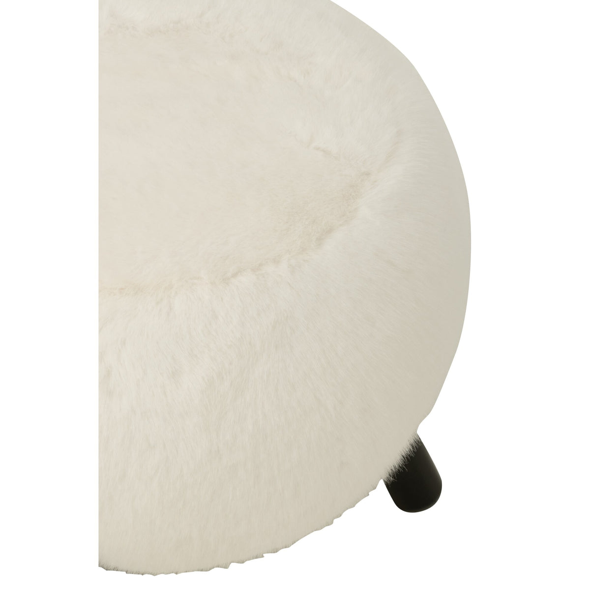 White Stool with Wooden Legs and Soft Fur Look J-Line