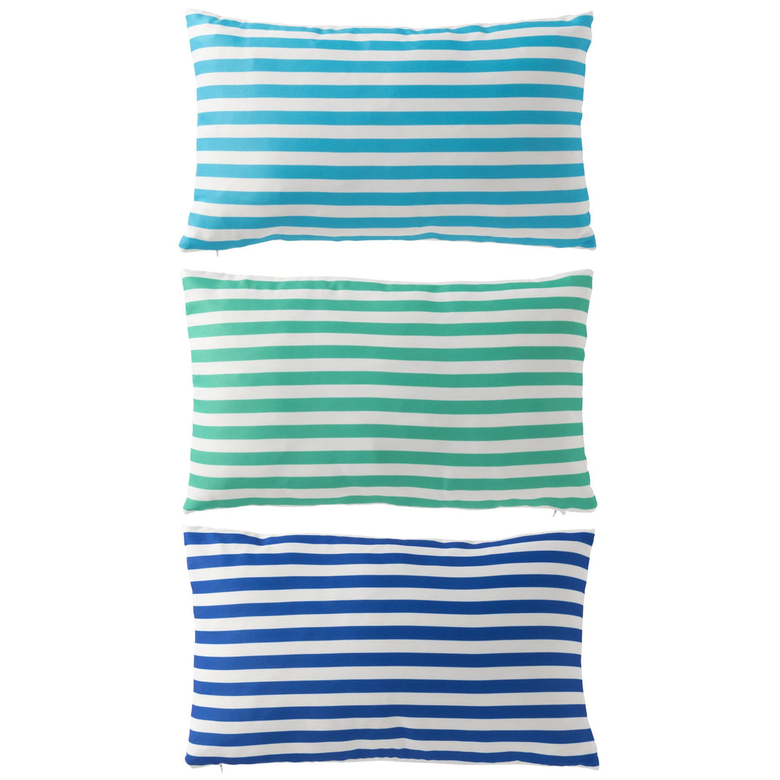J-Line Assorted Blue/Green Striped Rectangular Outdoor Polyester Cushion, Set of 3