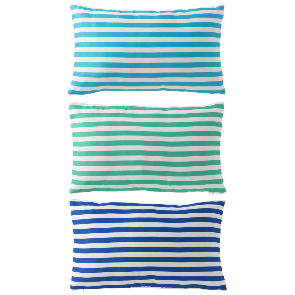 J-Line Assorted Blue/Green Striped Rectangular Outdoor Polyester Cushion, Set of 3