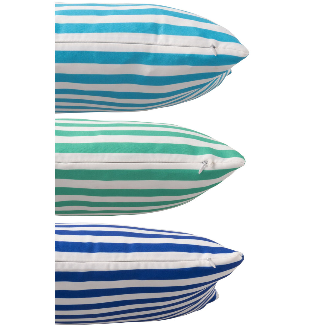 J-Line Assorted Blue/Green Striped Rectangular Outdoor Polyester Cushion, Set of 3