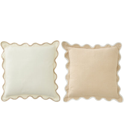 Sculpted Cotton Cushion White/Beige Assortment By J-Line