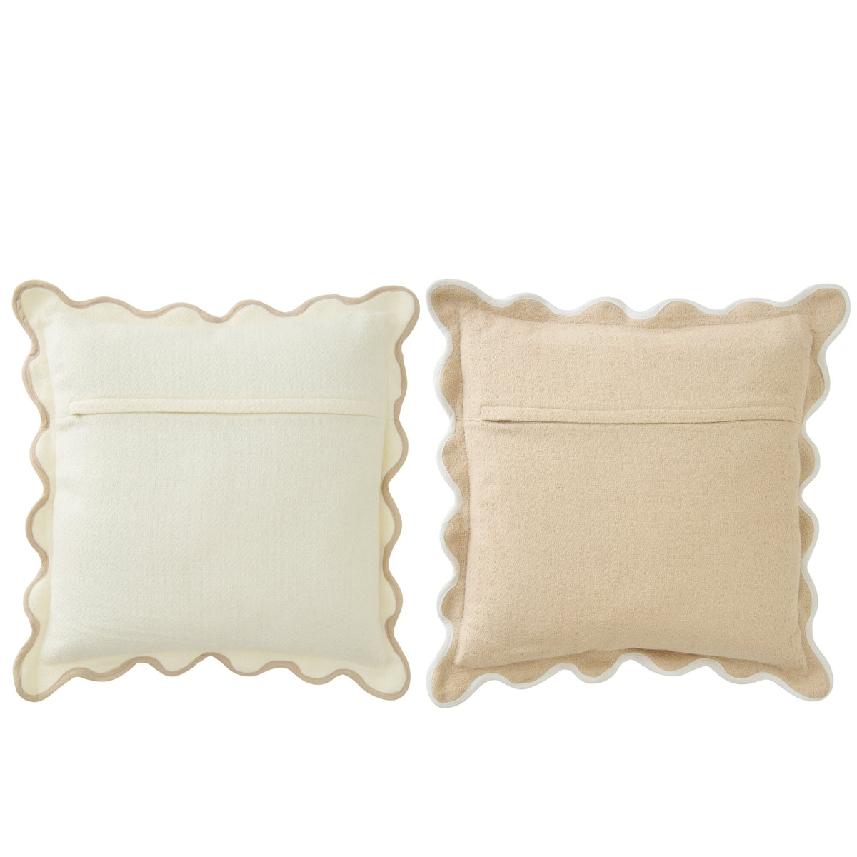 Sculpted Cotton Cushion White/Beige Assortment By J-Line