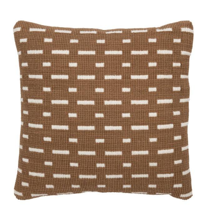 Kussen Lijnen Outdoor Polyester Bruin/Wit - Outdoor kussen - J-Line - livinglovely.nl