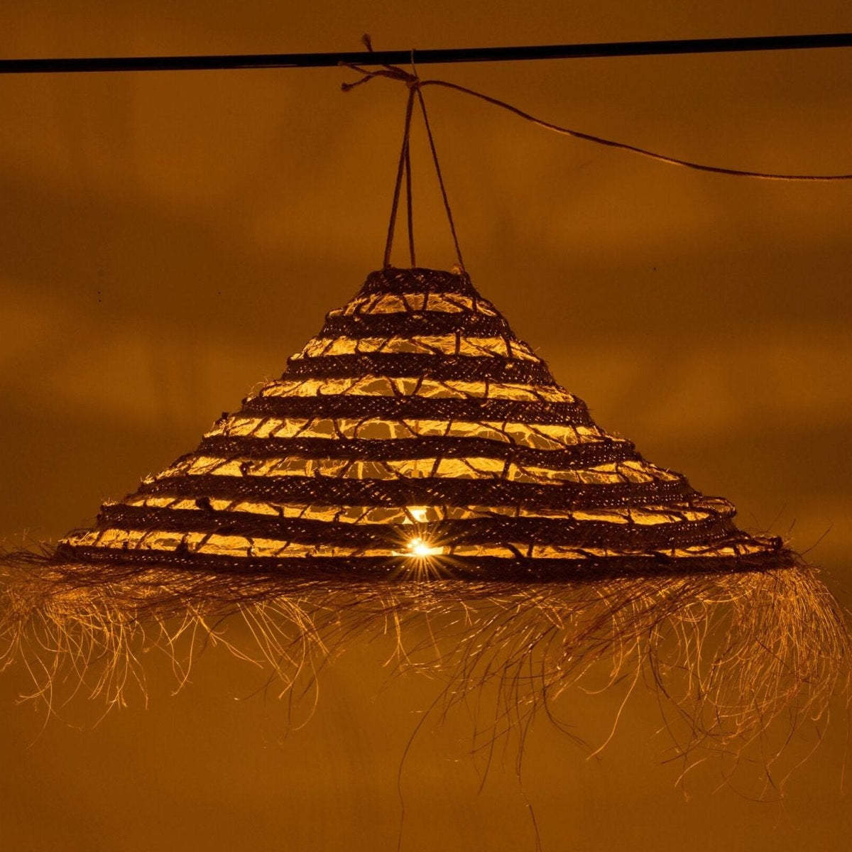 Woven Grass Lampshade With Fringe Natural Large J-Line