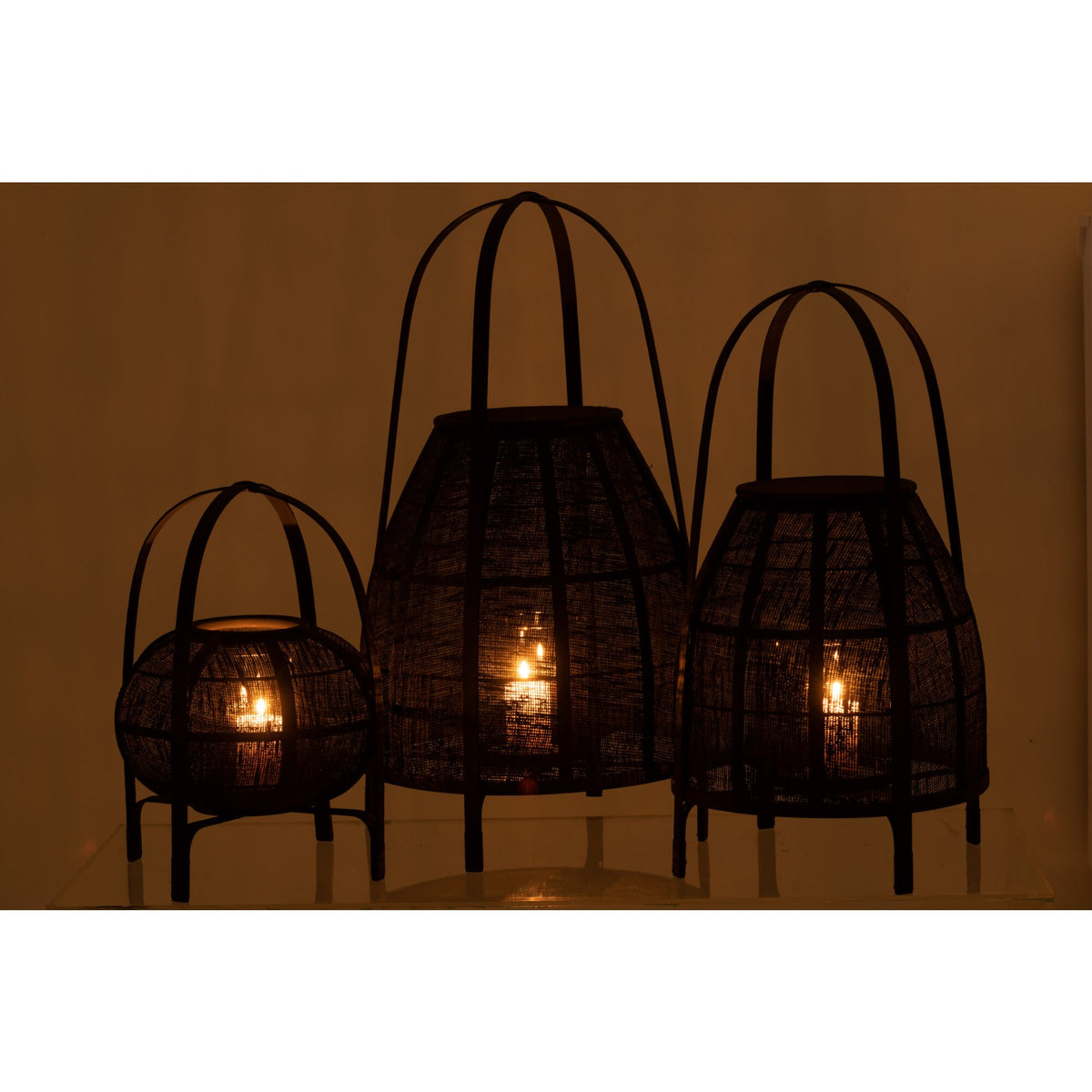 Bamboo Lantern Shade Black Large J-Line