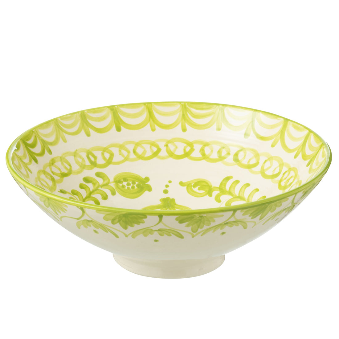 Lebrillo Bowl Granada Motif Green/White J-Line