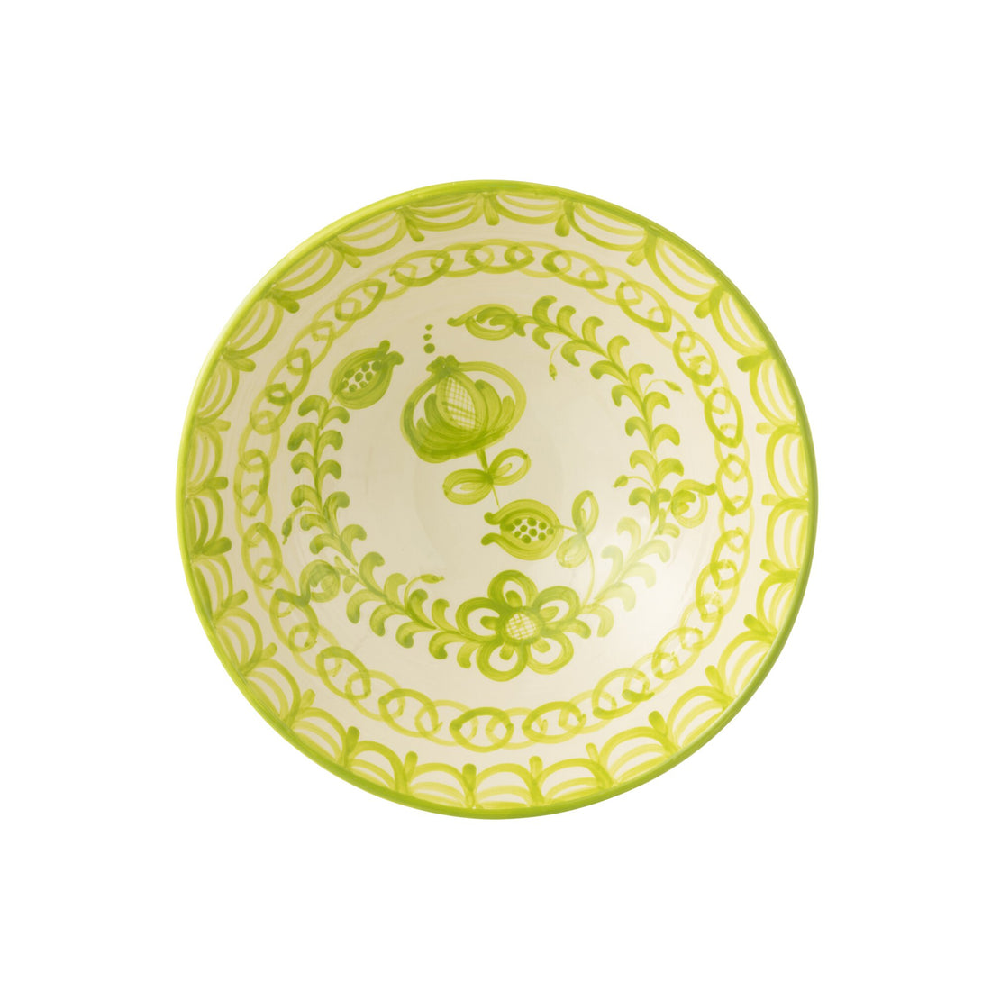 Lebrillo Bowl Granada Motif Green/White J-Line