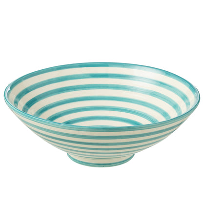 Lebrillo Bowl Granada Stripes Aqua/White J-Line