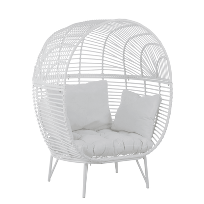 Loungestoel Ovaal Staal Wit - Outdoor loungestoel - J-Line - livinglovely.nl