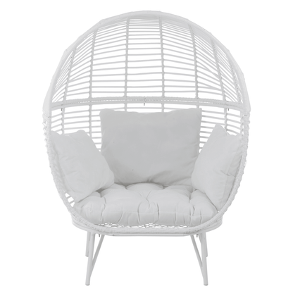 Loungestoel Ovaal Staal Wit - Outdoor loungestoel - J-Line - livinglovely.nl
