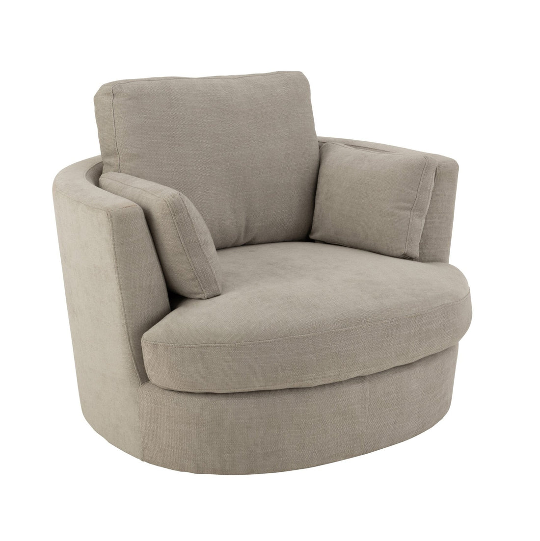 Swivel Armchair Wood/Fabric Grey - J-Line