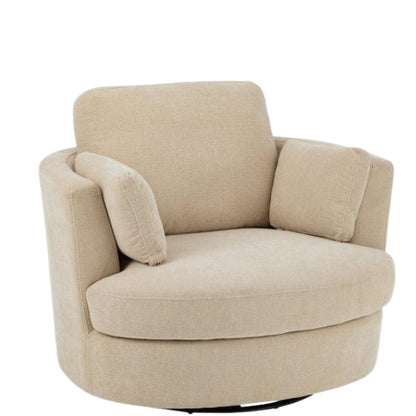 Loungestoel Swivel Populierenhout / Schuim Beige - J-Line