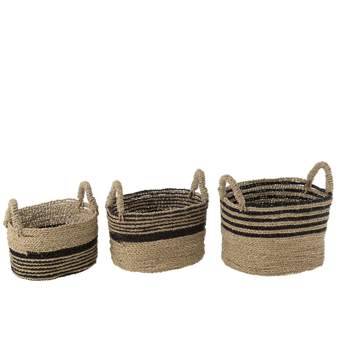 Aline Black/Natural Raffia Basket Set of 3 J-Line