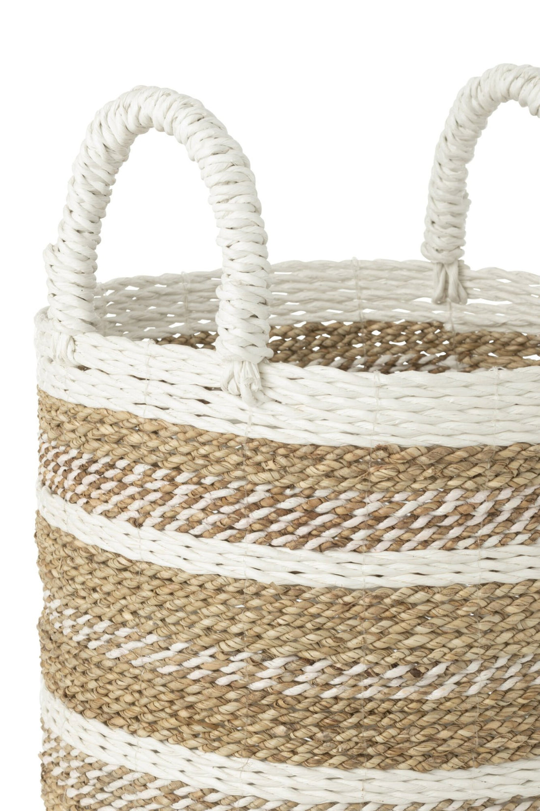 J-Line Caro White/Natural Raffia Basket Set of 3