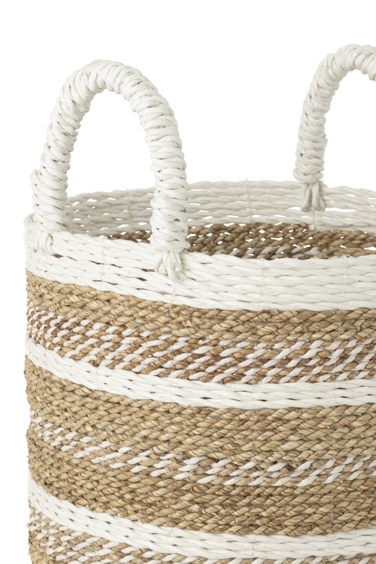 J-Line Caro White/Natural Raffia Basket Set of 3
