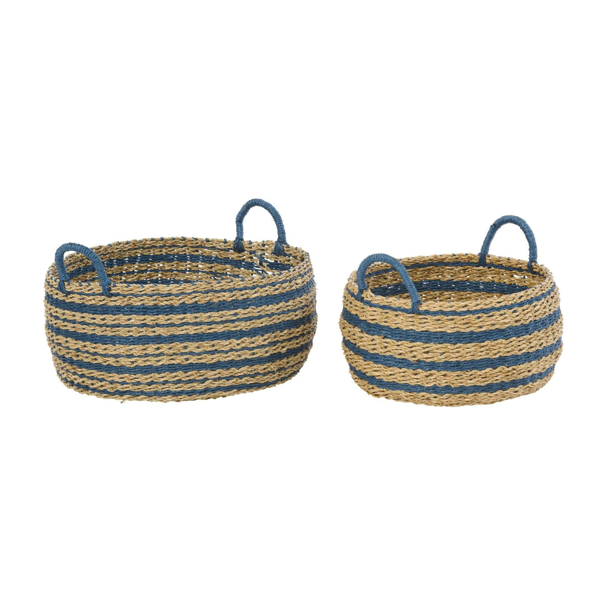 Striped Paper Baskets Natural/Blue Set of 2 J-Line