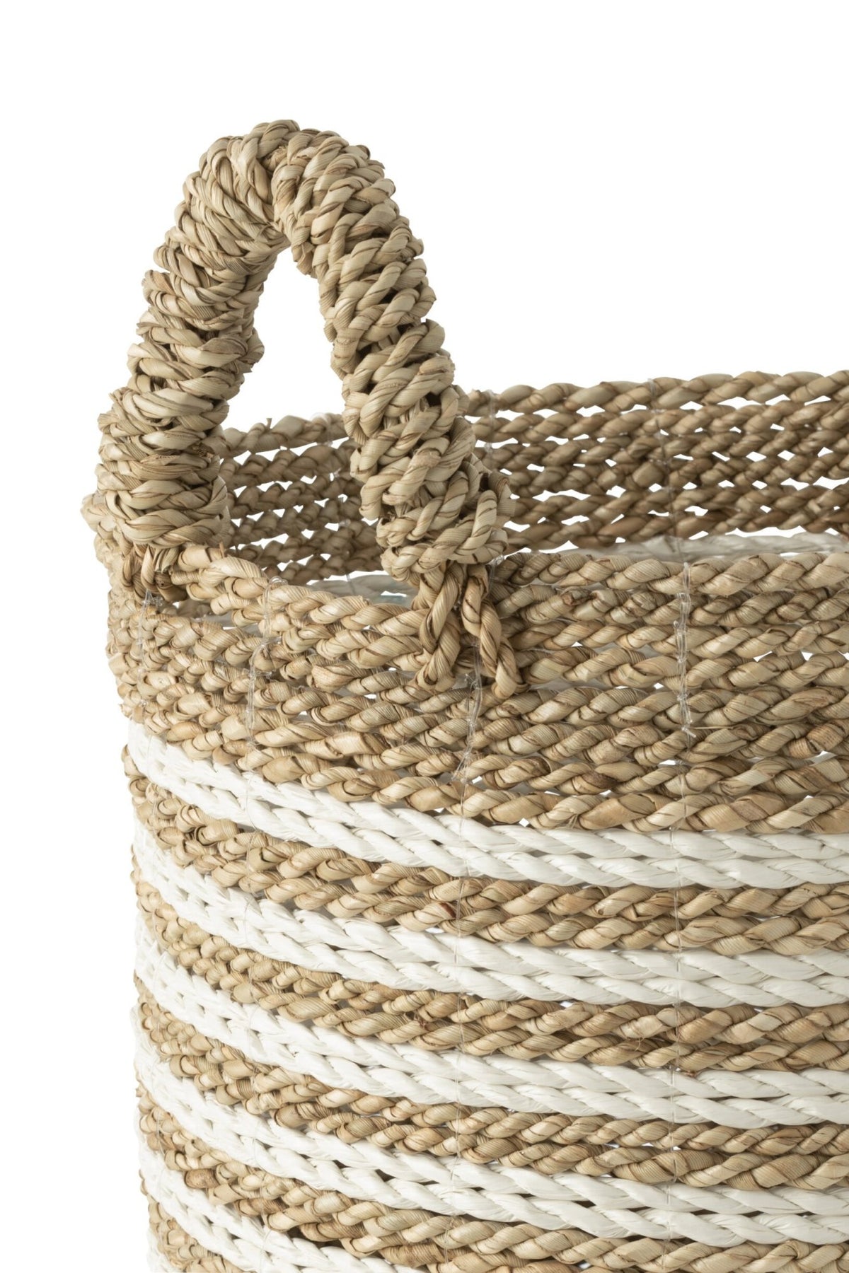 J-Line Set of 3 Striped White/Natural Raffia Baskets