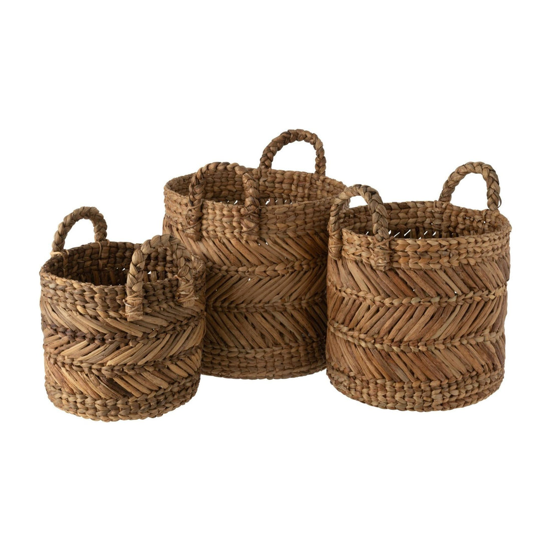 Set of 3 Natural Woven Raffia Baskets J-Line