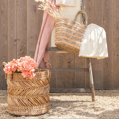 Set of 3 Natural Woven Raffia Baskets J-Line