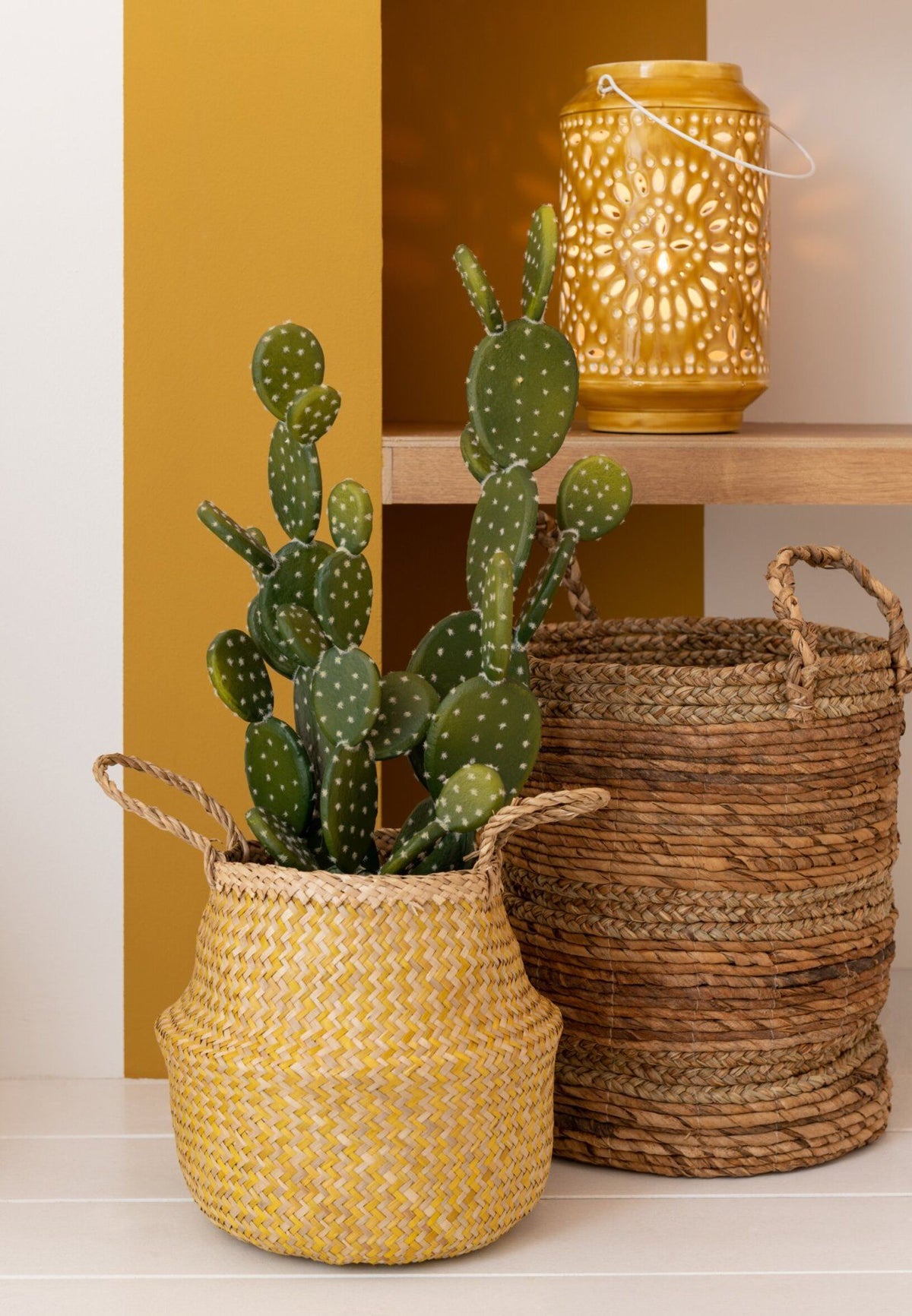 J-Line Lucie Natural Raffia Basket Set of 3