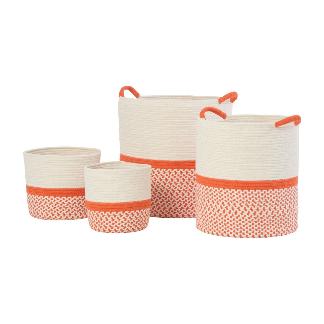 J-Line Set of 4 Orange/White Polyester Baskets