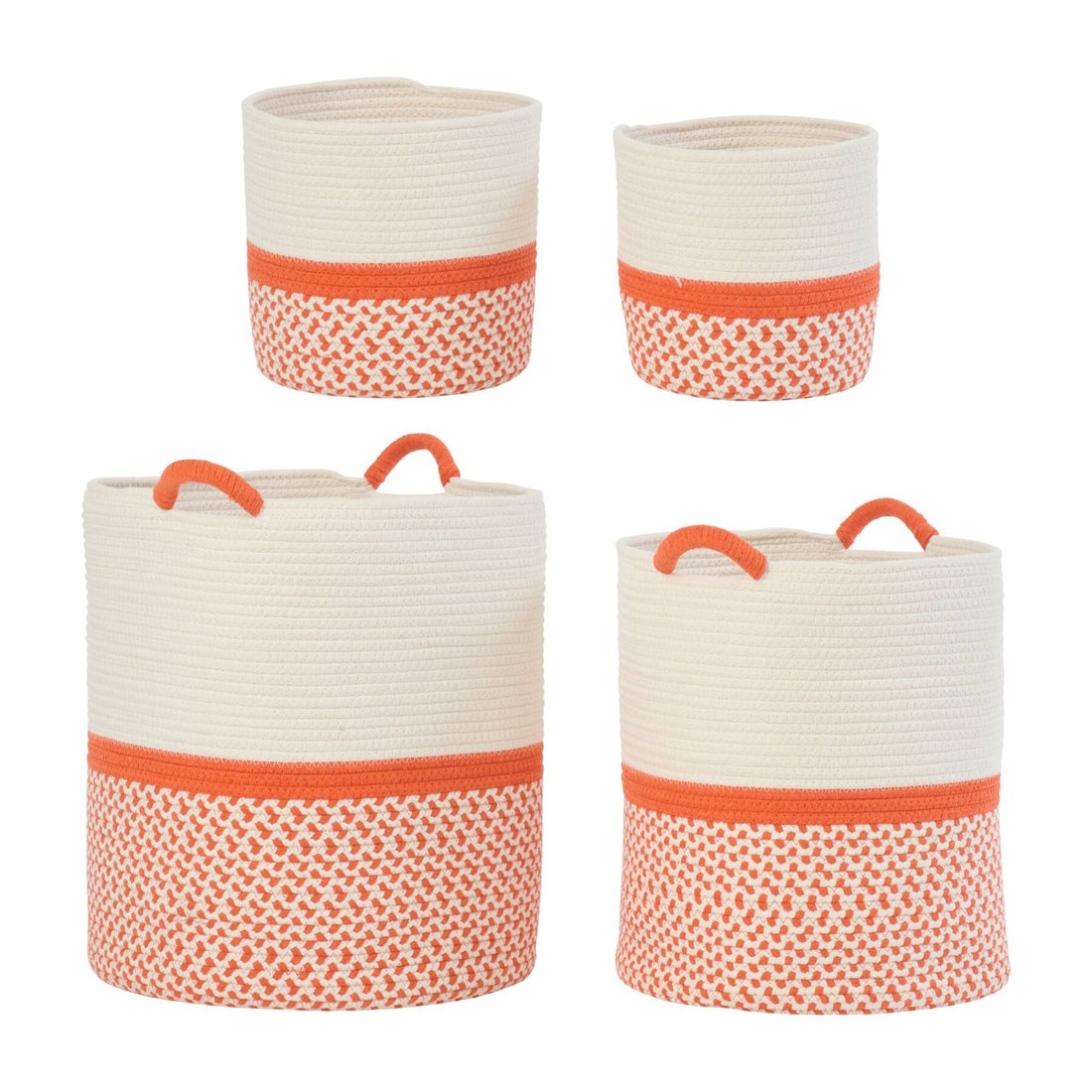 J-Line Set of 4 Orange/White Polyester Baskets