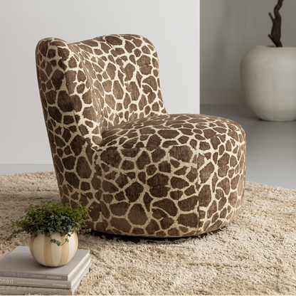 Armchair Dean Swivel Armchair Fabric Brown Pattern MUST Living