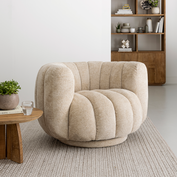 Mello Armchair Swivel Armchair Cream Fabric MUST Living